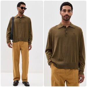 NWT AMI De Coeur Brown Wool Mens Polo